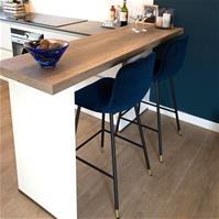 Sfeerfoto Tabouret de bar Mikky bleu velours 65-78 cm