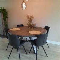 Sfeerfoto Chaise de salle à manger industrielle Barrel en éco-cuir anthracite